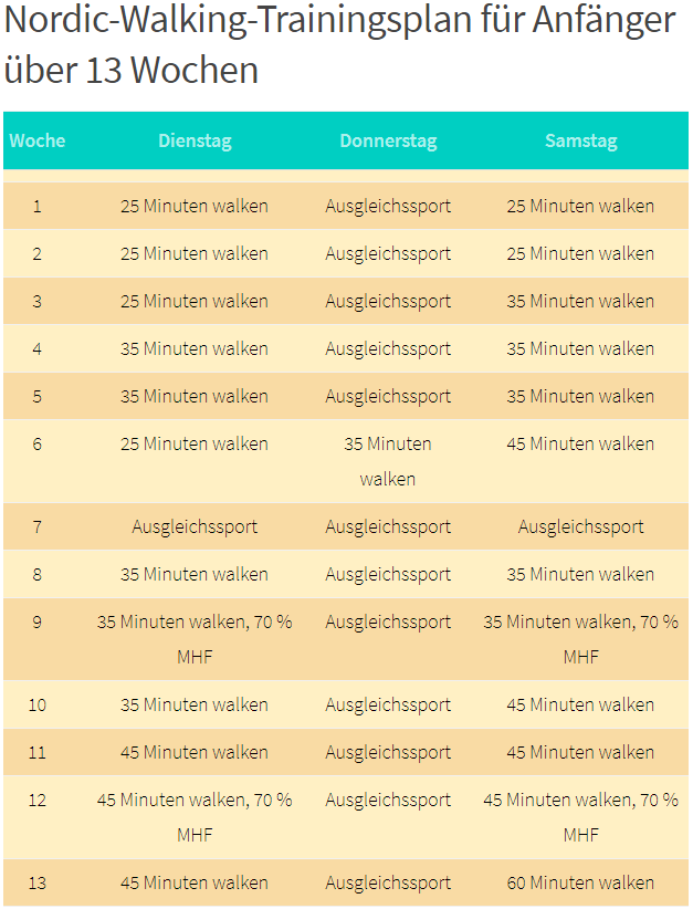 Nordic Walking Trainingsplan Fur Anfanger 60 Minuten Walken